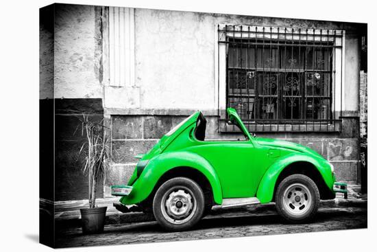 ¡Viva Mexico! B&W Collection - Small Kelly Green VW Beetle Car-Philippe Hugonnard-Premier Image Canvas