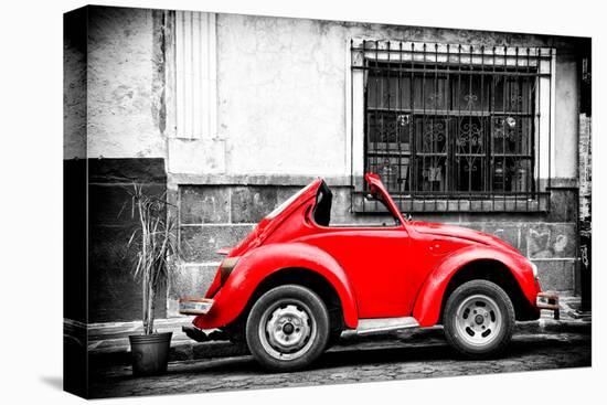 ¡Viva Mexico! B&W Collection - Small Red VW Beetle Car-Philippe Hugonnard-Premier Image Canvas