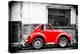 ¡Viva Mexico! B&W Collection - Small Red VW Beetle Car-Philippe Hugonnard-Premier Image Canvas