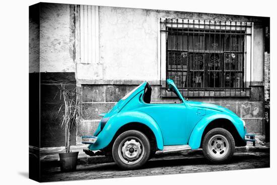 ¡Viva Mexico! B&W Collection - Small Turquoise VW Beetle Car-Philippe Hugonnard-Premier Image Canvas