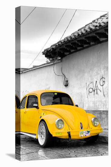 ¡Viva Mexico! B&W Collection - Yellow VW Beetle in San Cristobal de Las Casas-Philippe Hugonnard-Premier Image Canvas