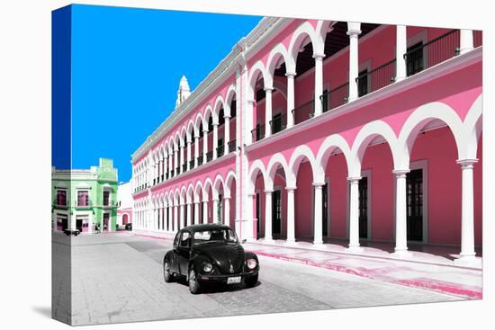 ¡Viva Mexico! Collection - Black VW Beetle and Pink Architecture in Campeche-Philippe Hugonnard-Premier Image Canvas
