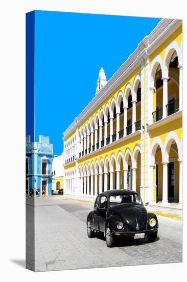 ¡Viva Mexico! Collection - Black VW Beetle and Yellow Architecture - Campeche-Philippe Hugonnard-Premier Image Canvas