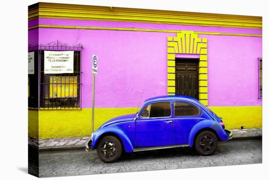 ¡Viva Mexico! Collection - Classic Royal Blue VW Beetle Car and Colorful Wall-Philippe Hugonnard-Premier Image Canvas