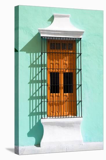 ¡Viva Mexico! Collection - Orange Window and Coral Green Wall in Campeche-Philippe Hugonnard-Premier Image Canvas