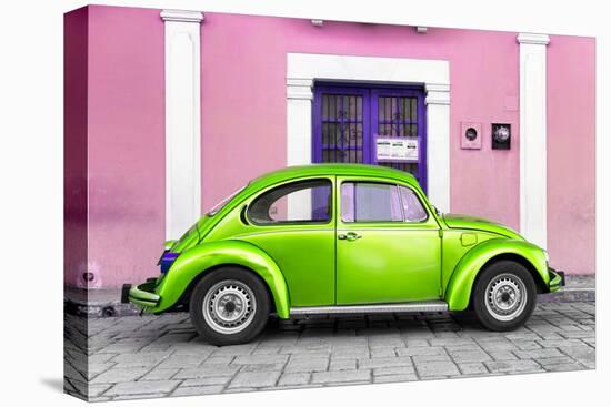 ¡Viva Mexico! Collection - The Kelly Green VW Beetle Car with Light Pink Street Wall-Philippe Hugonnard-Premier Image Canvas