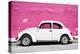 ¡Viva Mexico! Collection - White VW Beetle Car and Pink Street Wall-Philippe Hugonnard-Premier Image Canvas