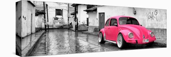 ¡Viva Mexico! Panoramic Collection - Deep Pink VW Beetle Car in San Cristobal de Las Casas-Philippe Hugonnard-Premier Image Canvas