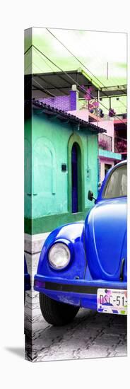 ¡Viva Mexico! Panoramic Collection - Royal Blue VW Beetle Car and Colorful Houses-Philippe Hugonnard-Premier Image Canvas