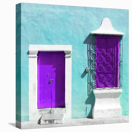 ¡Viva Mexico! Square Collection - "172 Street" Purple & Turquoise-Philippe Hugonnard-Premier Image Canvas
