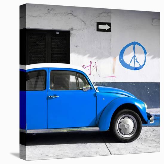 ¡Viva Mexico! Square Collection - Blue VW Beetle Car & Peace Symbol-Philippe Hugonnard-Premier Image Canvas