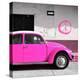 ¡Viva Mexico! Square Collection - Deep Pink VW Beetle Car & Peace Symbol-Philippe Hugonnard-Premier Image Canvas