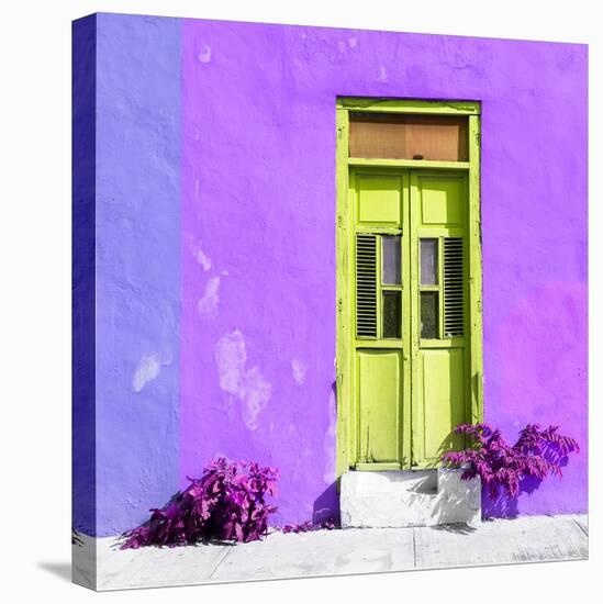 ¡Viva Mexico! Square Collection - Lime Green Door & Purple Wall in Campeche-Philippe Hugonnard-Premier Image Canvas