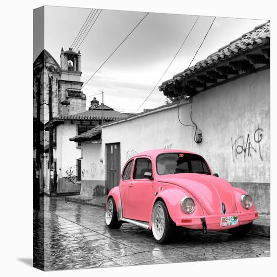 ¡Viva Mexico! Square Collection - Pink VW Beetle Car in San Cristobal de Las Casas-Philippe Hugonnard-Premier Image Canvas