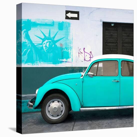 ¡Viva Mexico! Square Collection - Turquoise VW Beetle Car and American Graffiti-Philippe Hugonnard-Premier Image Canvas