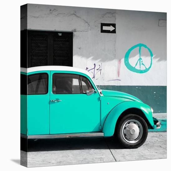 ¡Viva Mexico! Square Collection - Turquoise VW Beetle Car & Peace Symbol-Philippe Hugonnard-Premier Image Canvas