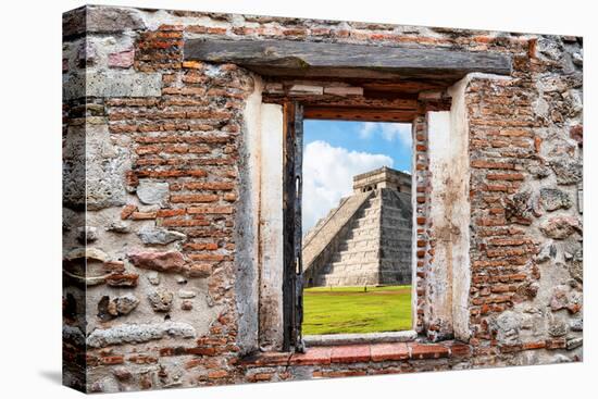 ¡Viva Mexico! Window View - El Castillo Pyramid of the Chichen Itza-Philippe Hugonnard-Premier Image Canvas