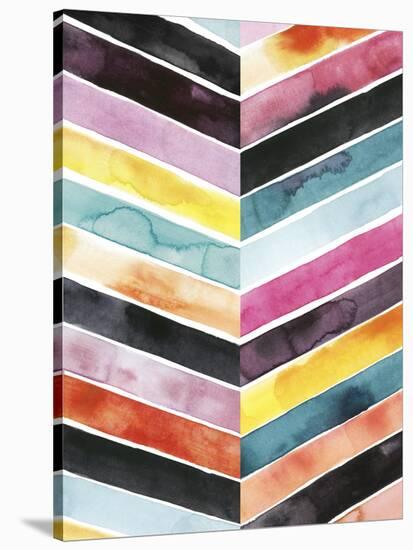 Vivid Watercolor Chevron II-Grace Popp-Stretched Canvas