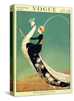 Vogue Cover - April 1918 - Peacock Parade-George Wolfe Plank-Stretched Canvas