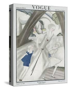Vogue Cover - August 1921-Georges Lepape-Stretched Canvas