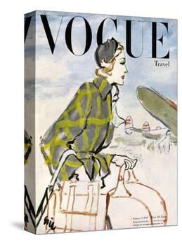 Vogue Cover - January 1947 - Travel Fashion-Carl "Eric" Erickson-Stretched Canvas