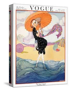 Vogue Cover - July 1919 - Seaside Stroll-Helen Dryden-Stretched Canvas