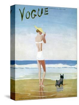 Vogue Cover - July 1937 - Beach Walk-Eduardo Garcia Benito-Stretched Canvas