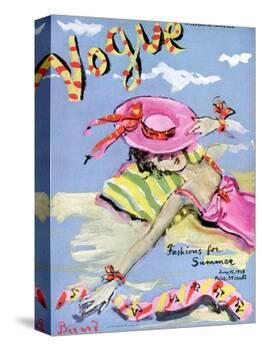 Vogue Cover - June 1939 - Sun Bathing-Christian Berard-Stretched Canvas
