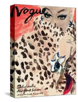 Vogue Cover - November 1939 - Leopard Love-Carl "Eric" Erickson-Stretched Canvas