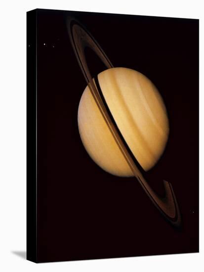 Voyager 1 Image of Saturn & Three of Its Moons-null-Premier Image Canvas