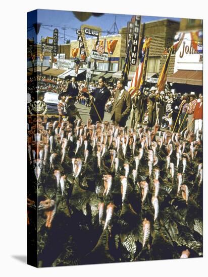 VP Richard Nixon at Turkey Parade During Appearance in Support of GOP Congressional Campaign-John Dominis-Premier Image Canvas