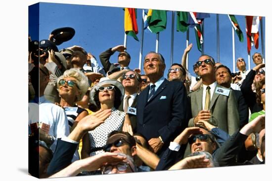 VP Spiro Agnew and Lyndon Johnson Watch Apollo 11 Moon Launch, July 16, 1969-null-Stretched Canvas