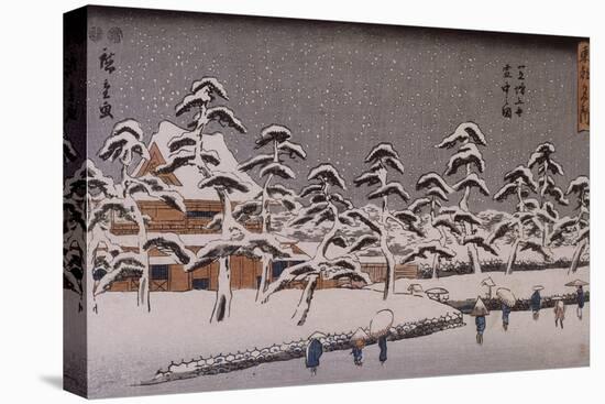 Vue d'un temple sous la neige-Ando Hiroshige-Premier Image Canvas