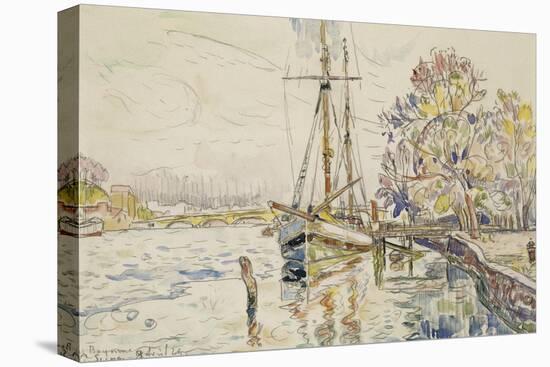 Vue de Bayonne, l'Adour avec un voilier, 9 avril 1924-Paul Signac-Premier Image Canvas