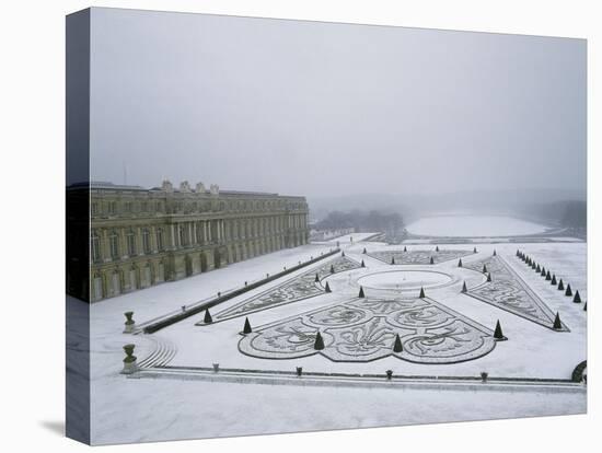 Vue du château de Versailles sous la neige côté parterre du Midi et de la p-null-Premier Image Canvas
