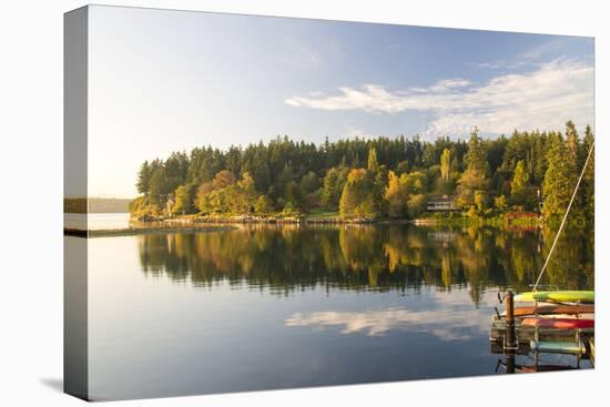 WA, Bainbridge Island. Fall Color Reflected on Fletcher Bay-Trish Drury-Premier Image Canvas