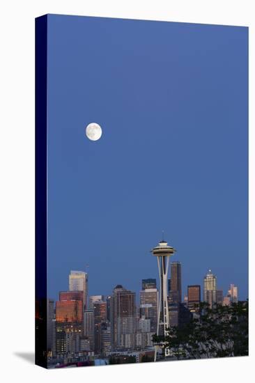 Wa, Seattle, Skyline View from Kerry Park, with Full Moon-Jamie And Judy Wild-Premier Image Canvas