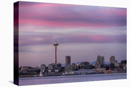 Wa, Seattle, Space Needle and Elliott Bay from West Seattle-Jamie And Judy Wild-Premier Image Canvas