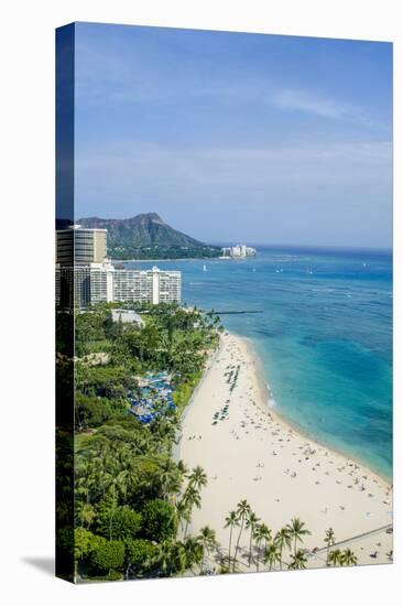 Waikiki Beach and Diamond Head, Waikiki, Honolulu, Oahu, Hawaii, United States of America, Pacific-Michael DeFreitas-Premier Image Canvas