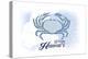 Waikiki, Hawaii - Crab - Blue - Coastal Icon-Lantern Press-Stretched Canvas