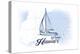 Waikiki, Hawaii - Sailboat - Blue - Coastal Icon-Lantern Press-Stretched Canvas