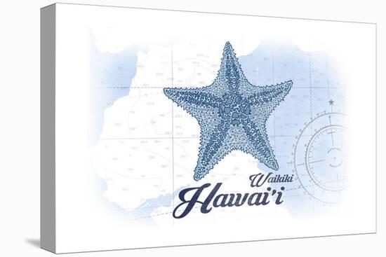 Waikiki, Hawaii - Starfish - Blue - Coastal Icon-Lantern Press-Stretched Canvas