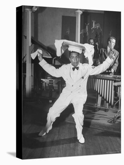 Waiter Dancing with a Tray on His Head-Wallace Kirkland-Premier Image Canvas