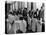 Waiters in the Grand Hotel Dining Room Lined Up at Window Watching Sonia Henie Ice Skating Outside-Alfred Eisenstaedt-Premier Image Canvas