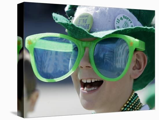 Waiting for Candy and Beads During the Annual St. Patrick's Day Parade in Indianapolis-null-Premier Image Canvas