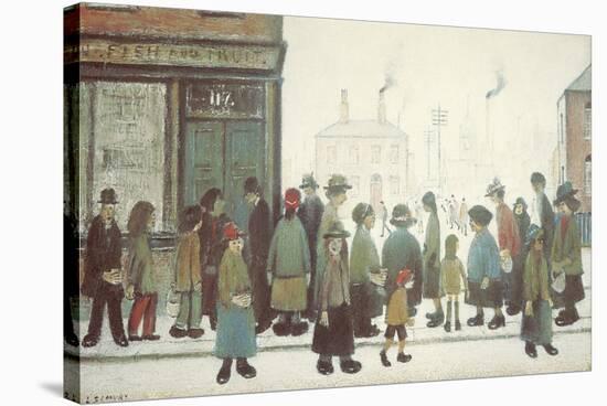 Waiting For The Shops To Open-Laurence Stephen Lowry-Stretched Canvas