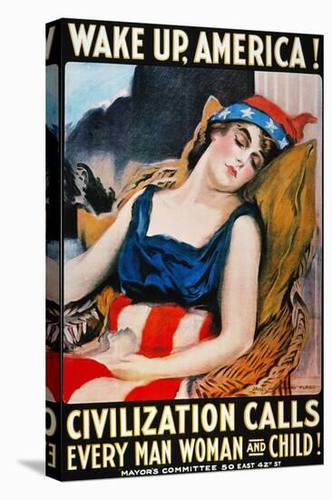 'Wake Up America' Poster-James Montgomery Flagg-Premier Image Canvas