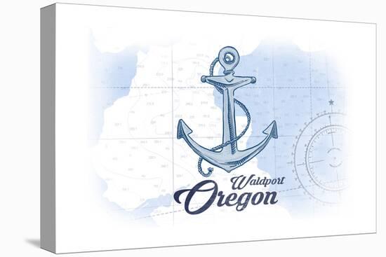 Waldport, Oregon - Anchor - Blue - Coastal Icon-Lantern Press-Stretched Canvas