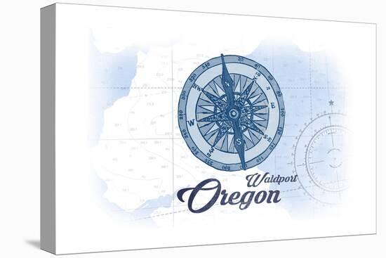 Waldport, Oregon - Compass - Blue - Coastal Icon-Lantern Press-Stretched Canvas