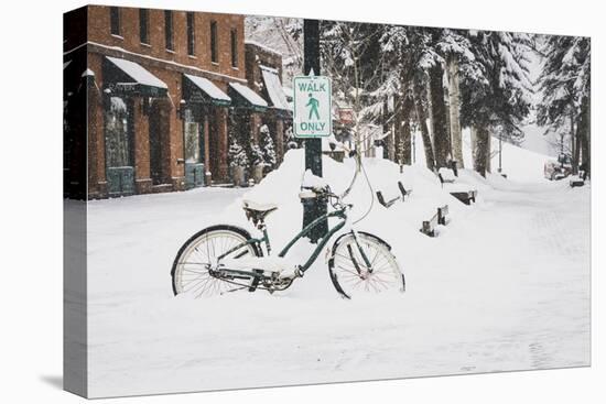 "Walk Only" Snowy Bike Downtown Aspen, Colorado-Louis Arevalo-Premier Image Canvas